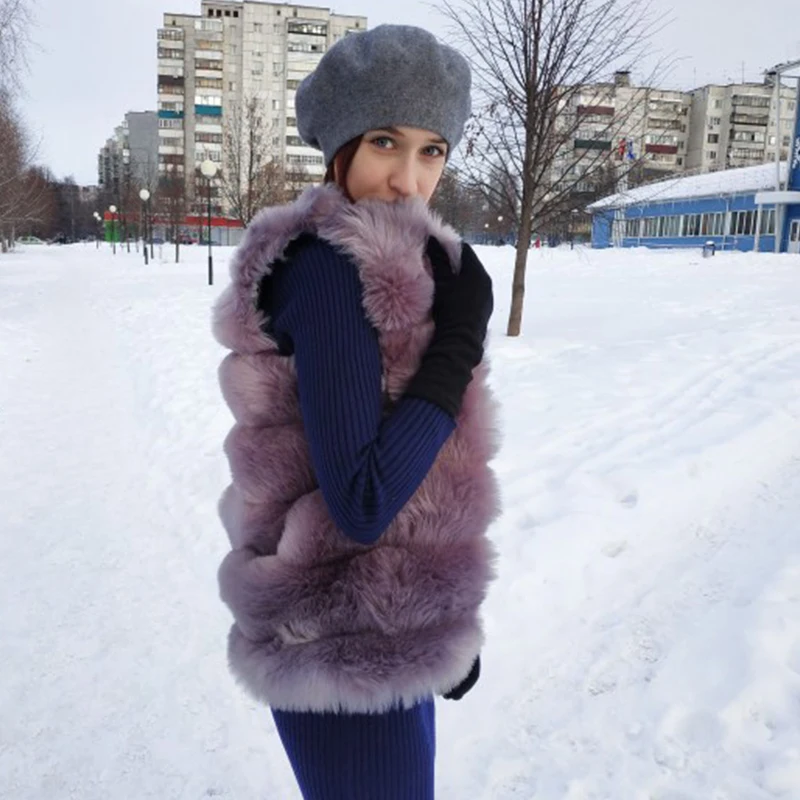 Осенне-зимнее пальто из искусственного меха, женская модная Корейская элегантная длинная жилетка без рукавов, Женская Повседневная тонкая роскошная Толстая теплая меховая куртка