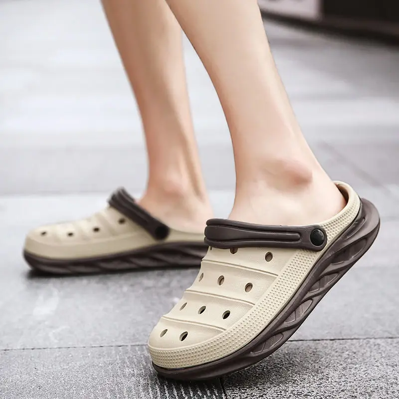 

Dongdong shoes men's outdoor slippers dual purpose sandals household antiskid summer Baotou beach sandals