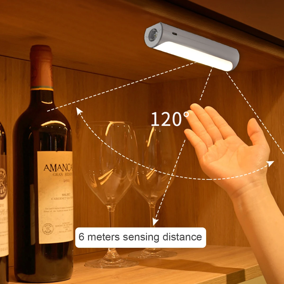 

Remote Control With Flashlight Charging Dimmable LED Night Light USB Cabinet Wardrobe Lamp for Kitchen Staircase Backlight