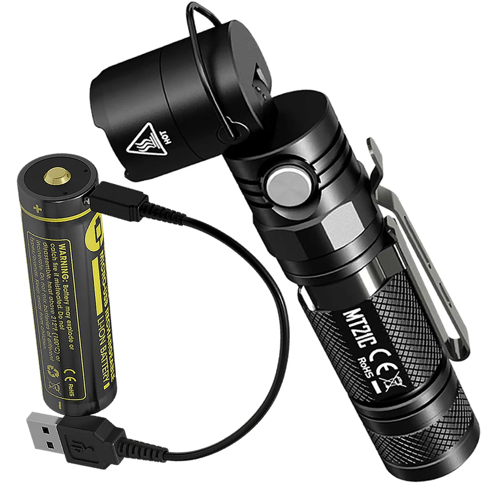 Светодиодный фонарик NITECORE MT21C + USB порт перезаряжаемый аккумулятор 18650