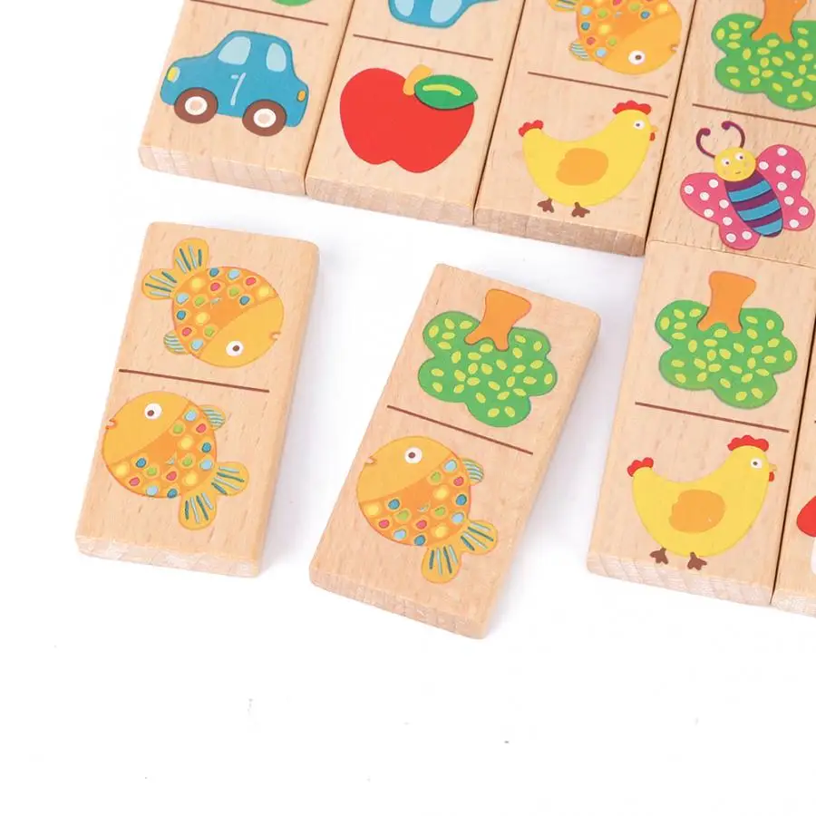 Animal Recognition Toys for Kids Educational Wooden Block Box Wood Domino Solitaire Early Learning | Игрушки и хобби