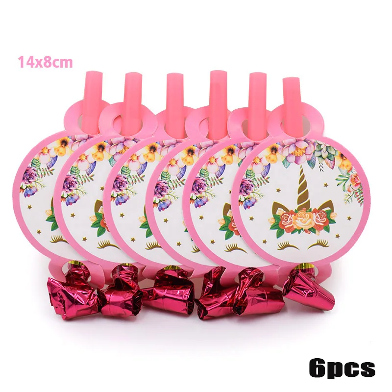 6pcs Blow Комплект украшений для вечеринки в виде единорога, тарелки, салфетки для стаканчиков, покрытие для стола, для дня рождения, свадьбы - Цвет: 6pcs Blow