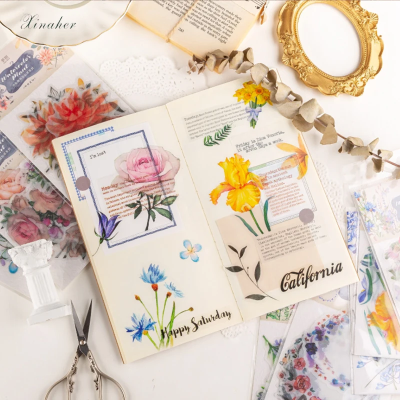 XINAHER 20pcs/bag Vintage Garden plants washi paper sticker decoration stickers DIY diary scrapbooking label | Дом и сад