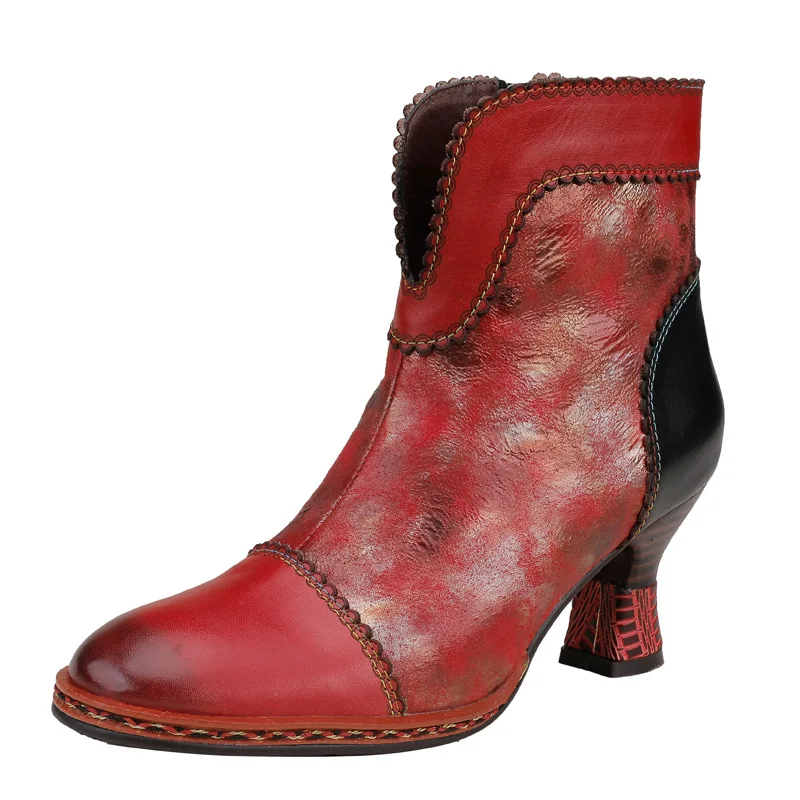 

autumn winter 2020 new high heel boots women's shoes genuine leather chunky heel comfortable fashion boots thin boots