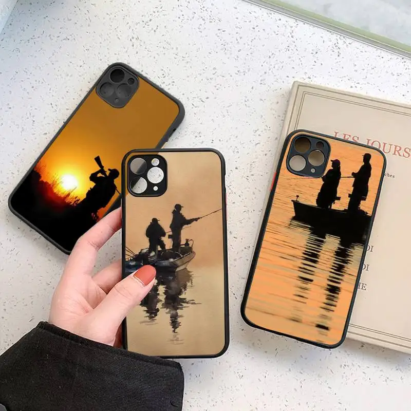 

Hunting animal and fishing man Phone Case matte transparent For iphone 7 8 11 12 plus mini x xs xr pro max cover