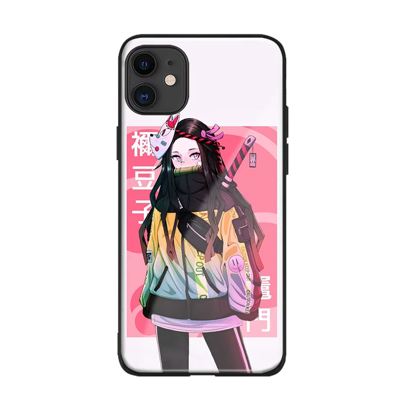 AE 3766 Kamado Nezuko Kimetsu no Yaiba Demon Slayer мягкий силиконовый стеклянный чехол для телефона для iPhone 6 6s 7 8 Plus X XR XS 11 Pro max - Цвет: AE 3766