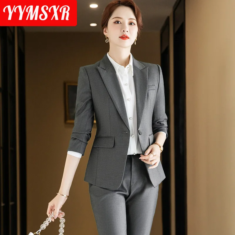 Ladies Suit High-quality Autumn and Winter Hot Professional Long-sleeved Ladies Blazer Overalls High-waist Trousers Two-piece