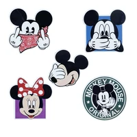 1pcs Kawaii No Iron Needed Cloth Stickers Silicone Patches for Clothing T-Shirt Clothes Decoration Disney Mickey Minnie Mouse
