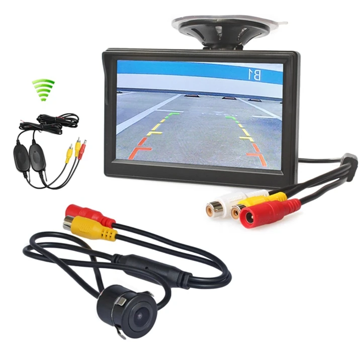 DIYKIT беспроводной " автомобильный монитор заднего вида авто парковка Vedio+ светодиодный ночного видения резервная камера заднего вида HD Автомобильная камера заднего вида - Название цвета: 18.5