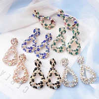ztech oval metal pendant colorful crystal drop earrings vintage accessories for women fashion trend rhinestone pendientes bijoux