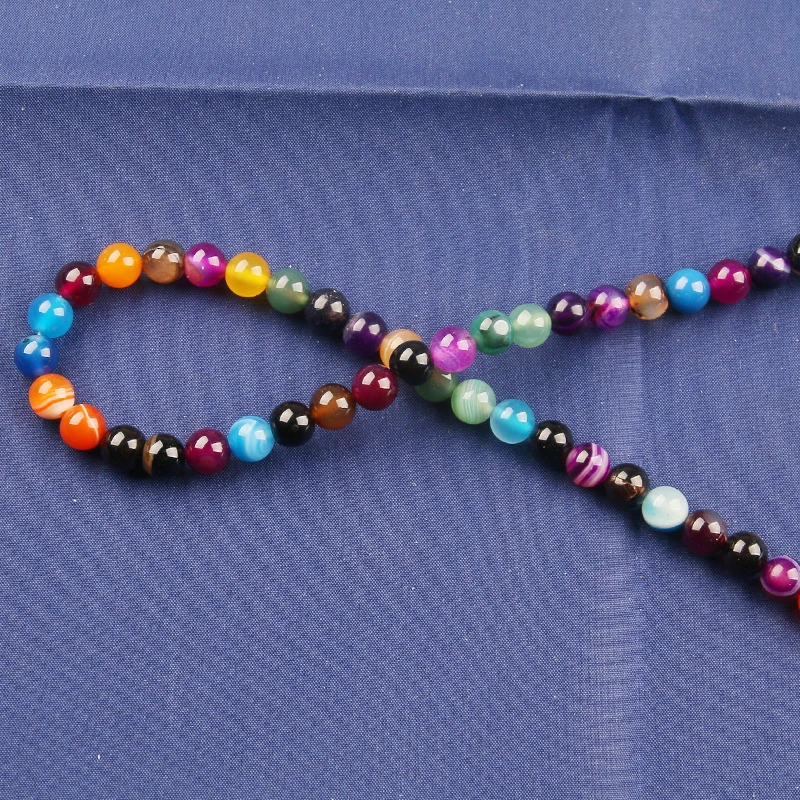 

Natural Round Colorful Stripe Loose Bead 4/6/8/10mm for DIY Jewelry Making Bracelet Accessories