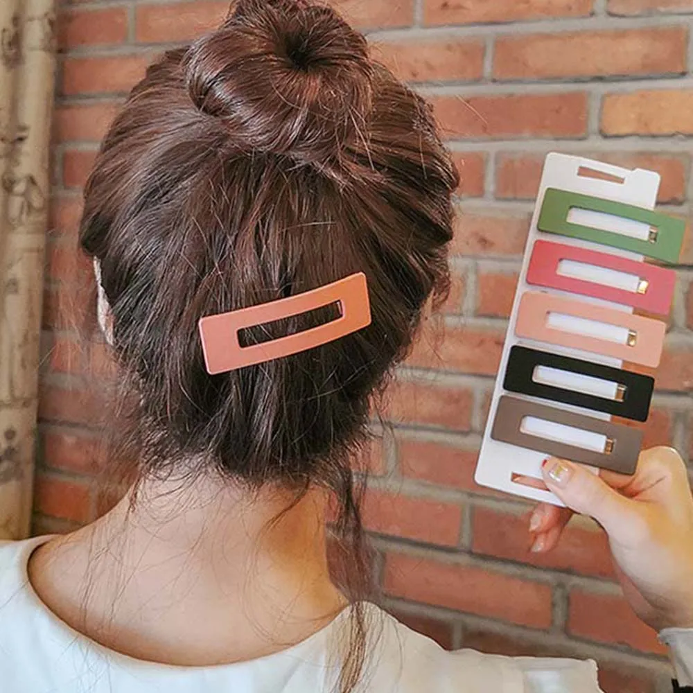 Женские матовые квадратные заколки для волос яркие металлические инструменты
