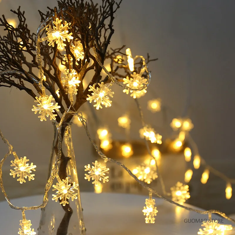 

Snowflakes Lights String Garland Holiday Natal Navidad Ornaments Kerst Home Decor Decorations Christmas Ornaments tree LED