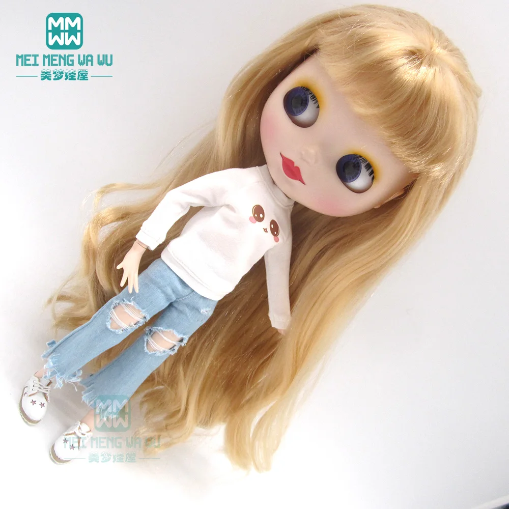 Одежда для куклы Blyth 1 шт. модные джинсы с дырками футболка плиссированная юбка Azone