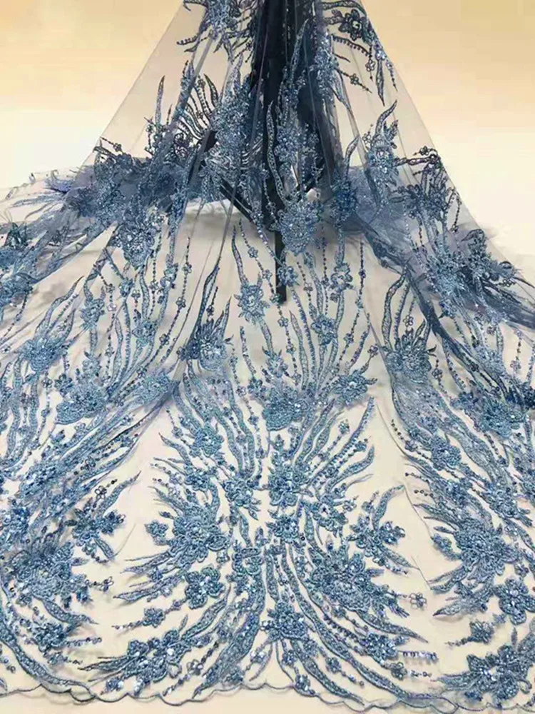 Кружевная африканская сетка с вышивкой бисером высокого качества подходит для свадебного платья DIY.