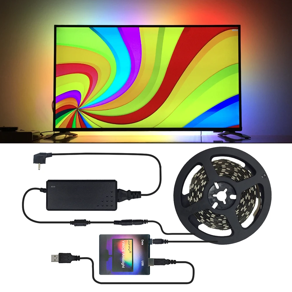DIY Ambi светильник комплект USB Светодиодная лента светильник 5050 RGB цвет мечты для HDTV Настольный ПК экран фоновый светильник ing лента 1 м 2 м 3M 4M 5 м