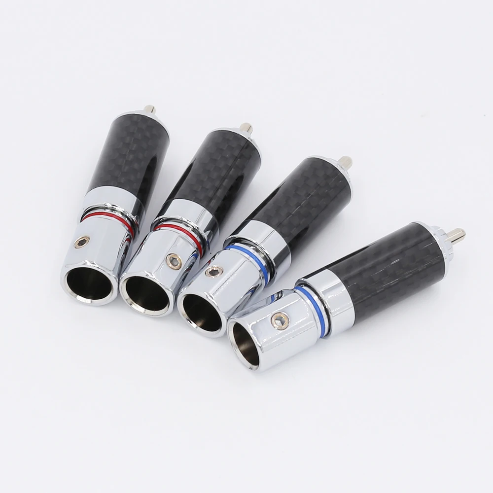 

4Pieces Hi-End Rhodium Plated Carbon Fiber RCA Plug Connector