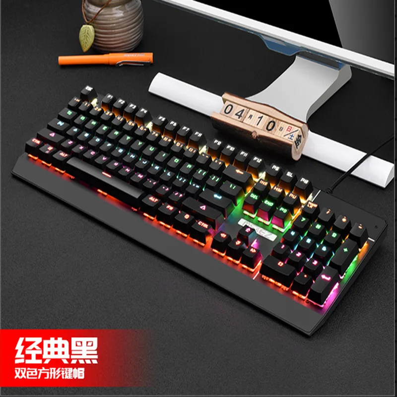 

104 key punk real mechanical keyboard computer peripherals e-sports game special round green shaft