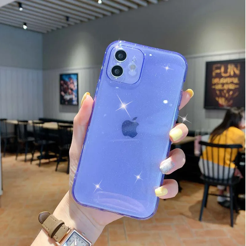 

For iPhone 12 Ultra thin Transparent Glitter Phone Case For iPhone 11 Pro XR X XS Max SE 6 6S 7 8 Plus Soft Silicone Cover Shell