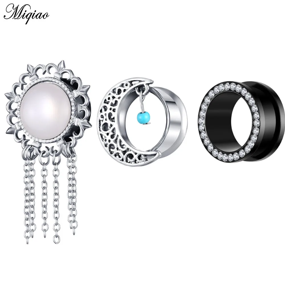

Miqiao Surgical Steel Ear Tunnels Earring Plugs Expander 10-16mm Dangle Gauges Stretcher Piercing Body Jewelry