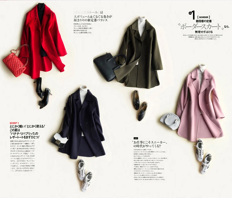 

JCHB 2021 Wool new Spring women 100% wool coat double reduction age woolen cloth slim cashmere coat female long woollen coat