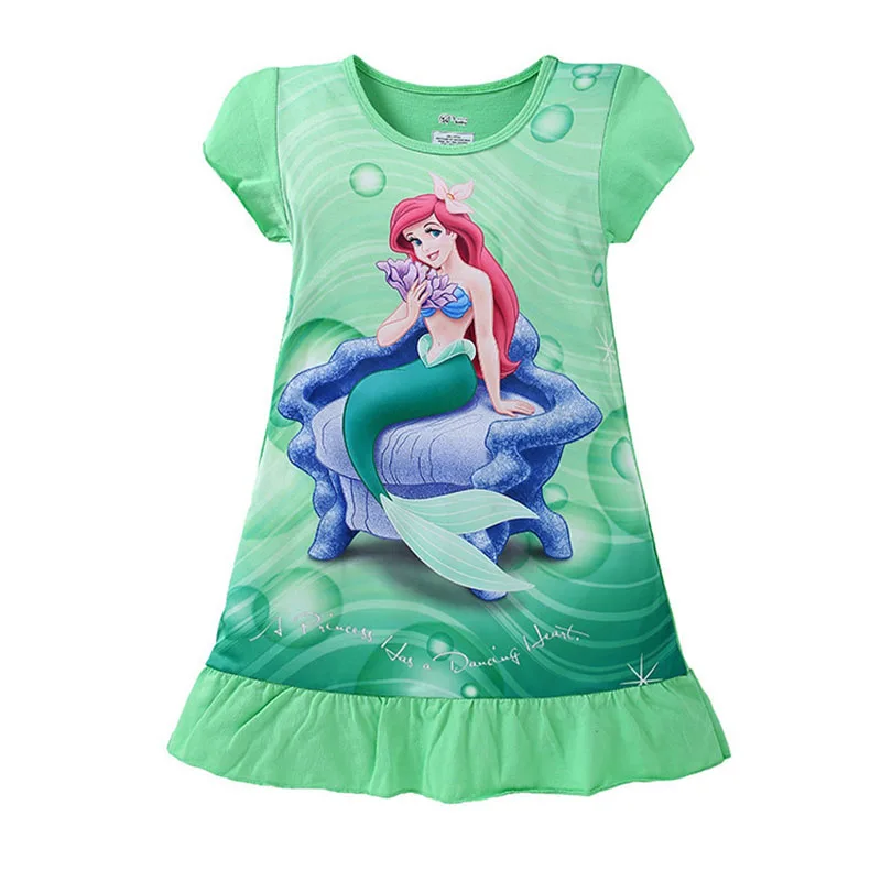 Kids Girls Princess Dress Anna Elsa Minnie Mouse Sofia Unicorn Print Cartoon Costume Baby Children Summer Clothes PJS 3-9T