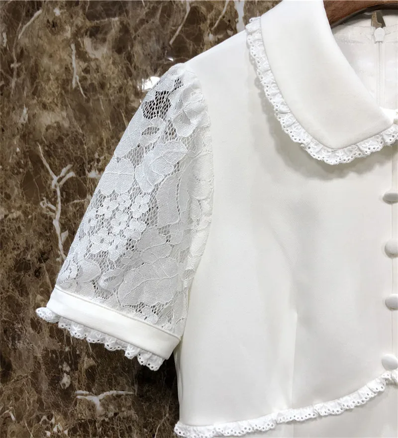 

Women Dress 2021 Autumn New High Waist Doll Collar Short Sleeve Knit Dress