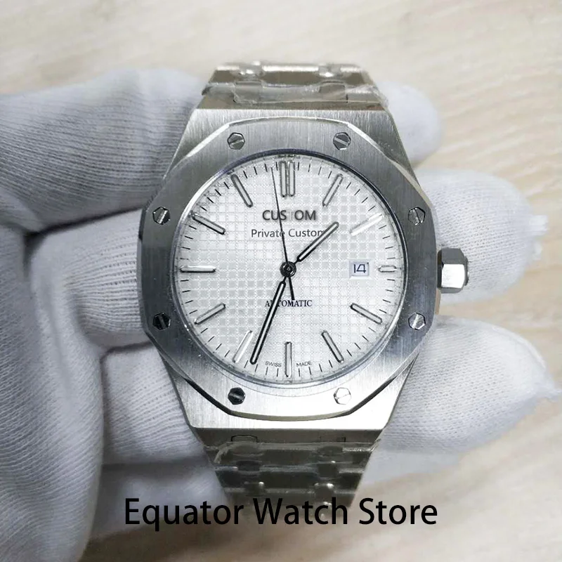 Мужские автоматические механические часы из нержавеющей стали с сапфировым