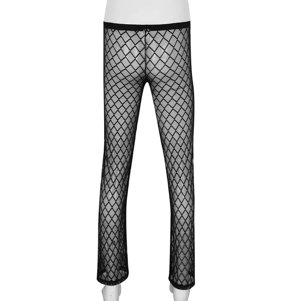 Мужские сетчатые брюки сетка Прозрачное нижнее белье домашние штаны для отдыха