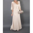 2 шт. платья для матери невесты с кружевной курткой розовое шифоновое платье для матери свадебное вечернее платье женское вечернее платье
