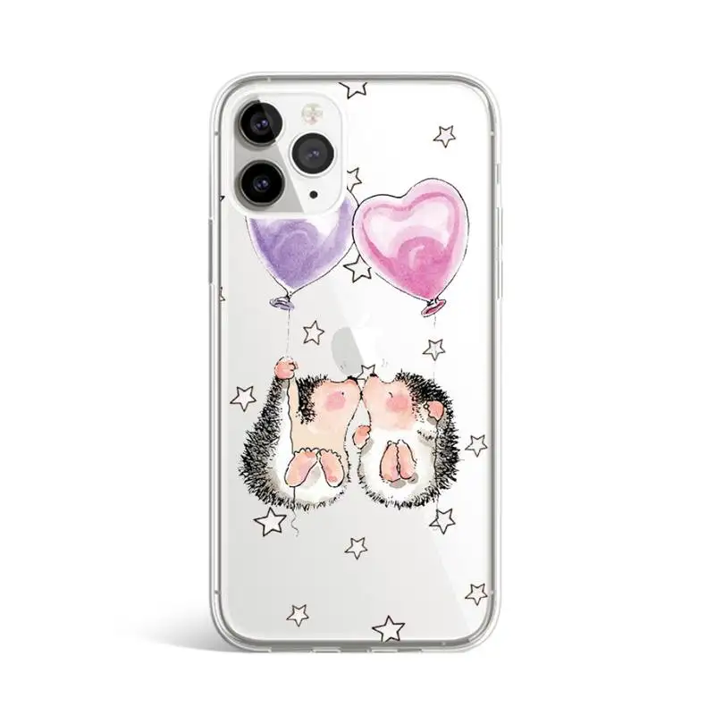 

cute cartoon animal funny Hedgehog Phone Case Transparent for iPhone 11 12 mini pro XS MAX 8 7 6 6S Plus X 5S SE 2020 XR