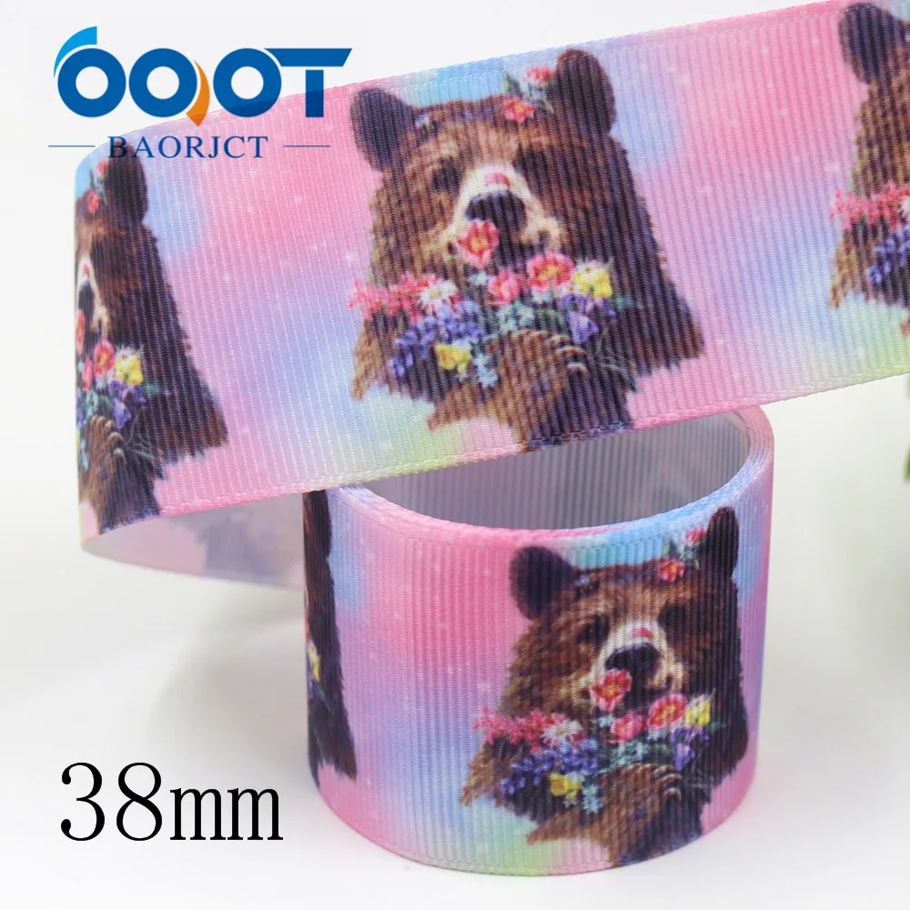 OOOT BAORJCT I-19906-2069, 38 мм, 10 ярдов мультфильм тепловой передачи печатных корсажные ленты, одежда лук крышка DIY украшения