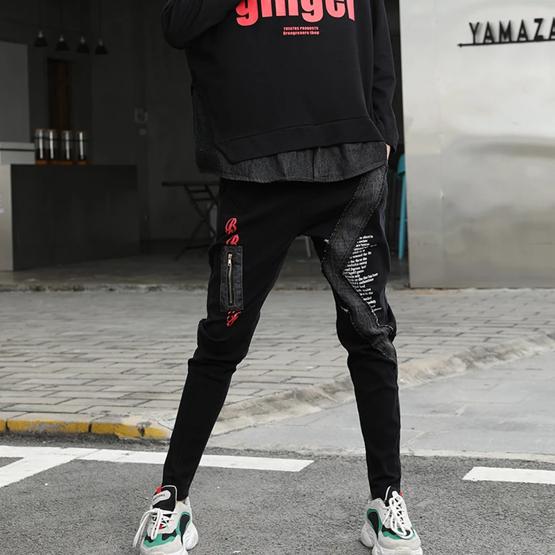 

SOUL OF TIGER New Autumn Fashion Style Vintage Denim Trousers Ladies Zipper Printed Jeans Womens Elastic Slim-fit Harem Pants