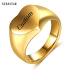 Пользовательское имя сердце кольца для мужчин и женщин Персонализированные обручальные украшения золотого цвета кольцо из нержавеющей стали влюбленный свадебный подарок