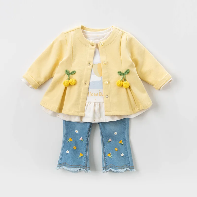 DBZ13503 dave bella spring baby girls cute fruit appliques coat children tops fashion infant toddler outerwear | Детская одежда и
