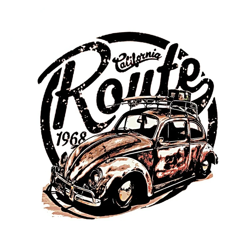 

Art Pattern Classic Beetle California Route Vinyl Car Stickers Truck Trunk Scratch-proof Window Waterproof Decal Kk13*11cm