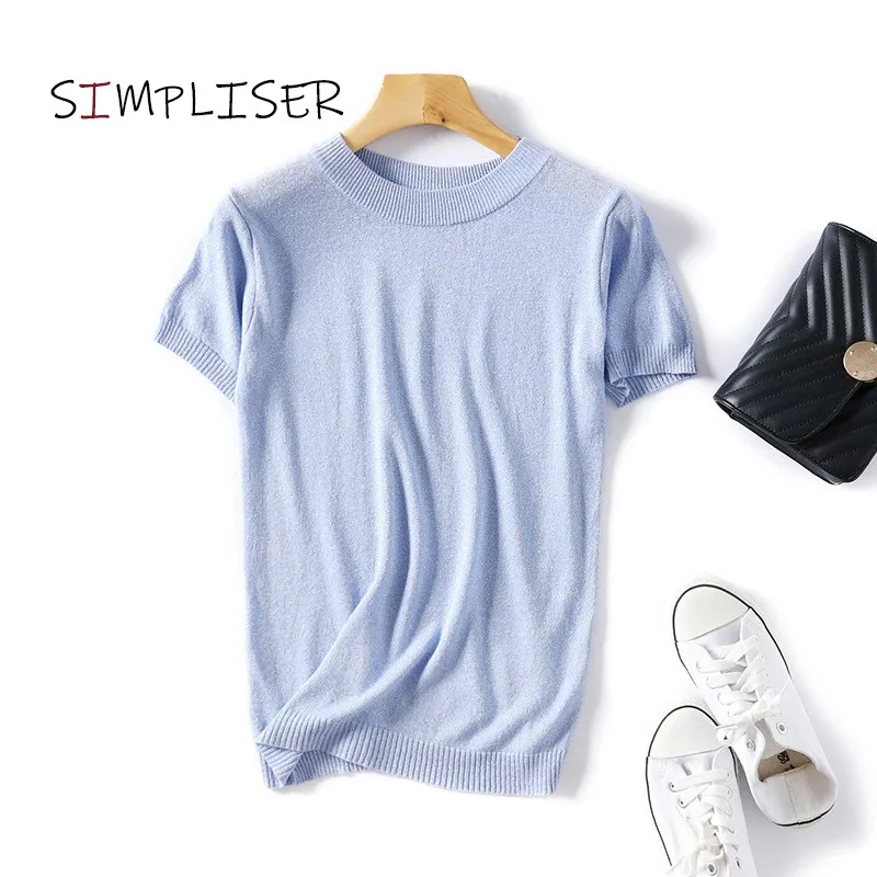 Женский трикотажный свитер Яркие летние свободные пуловеры с коротким рукавом