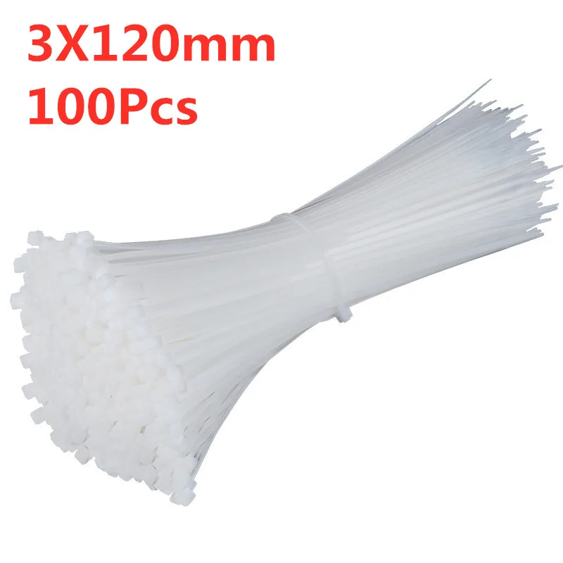 3 x 120mm 100 шт. 3X60/80/100/120/150/200 мм белый черный молоко кабель провод кабельные стяжки самоблокирующиеся Нейлоновые кабельные стяжки - Цвет: 3 x 120mm