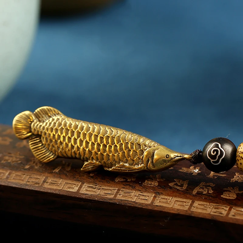 Подвески в виде фигурки дракона и рыбы для брелока из чистой латуни Arowana брелок