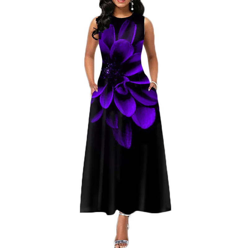 Женское модное платье с принтом и карманами женская летняя повседневная