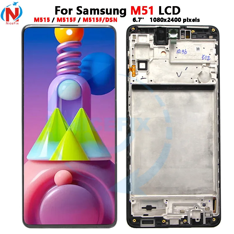 

6.7'' For Samsung M51 LCD Display With Touch Panel Screen Digitizer With Frame For Samsung M515 LCD M515F M515F/DSN Display