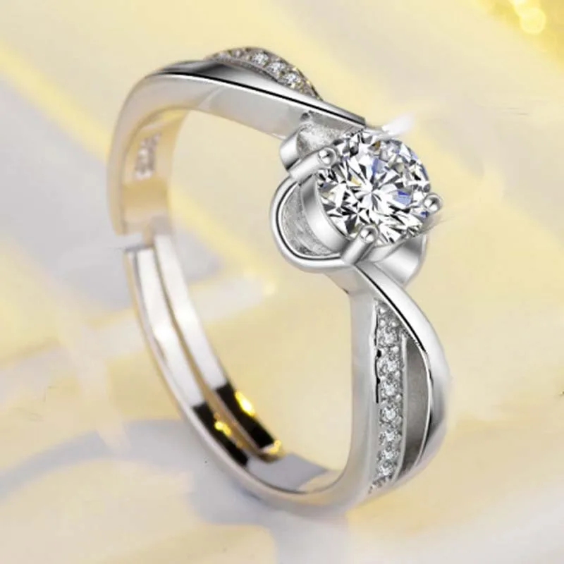 

2021 New Trendy Elegant Zircon Rings For Women White CZ Crystal Engagement Design Hot Sale Zircon Rings Female Wedding Jewelry