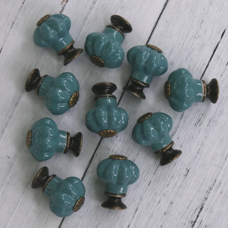 10PCS Vintage Ceramic Knobs and Handles Door Cupboard Drawer Small Pull Knob Handle,Furniture Hardware