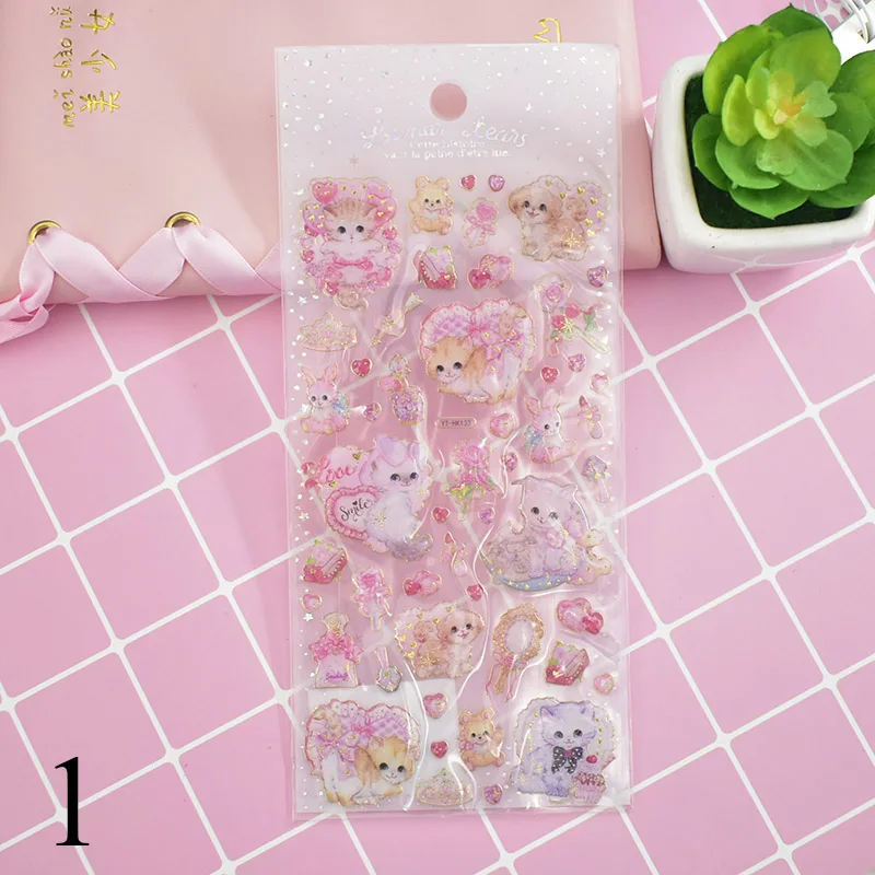 1 Kawaii Cat наклейки милые наклейки со стразами Акриловые Декоративные наклейки для детей DIY дневник в стиле Скрапбукинг Канцелярские Принадлежности - Цвет: 1
