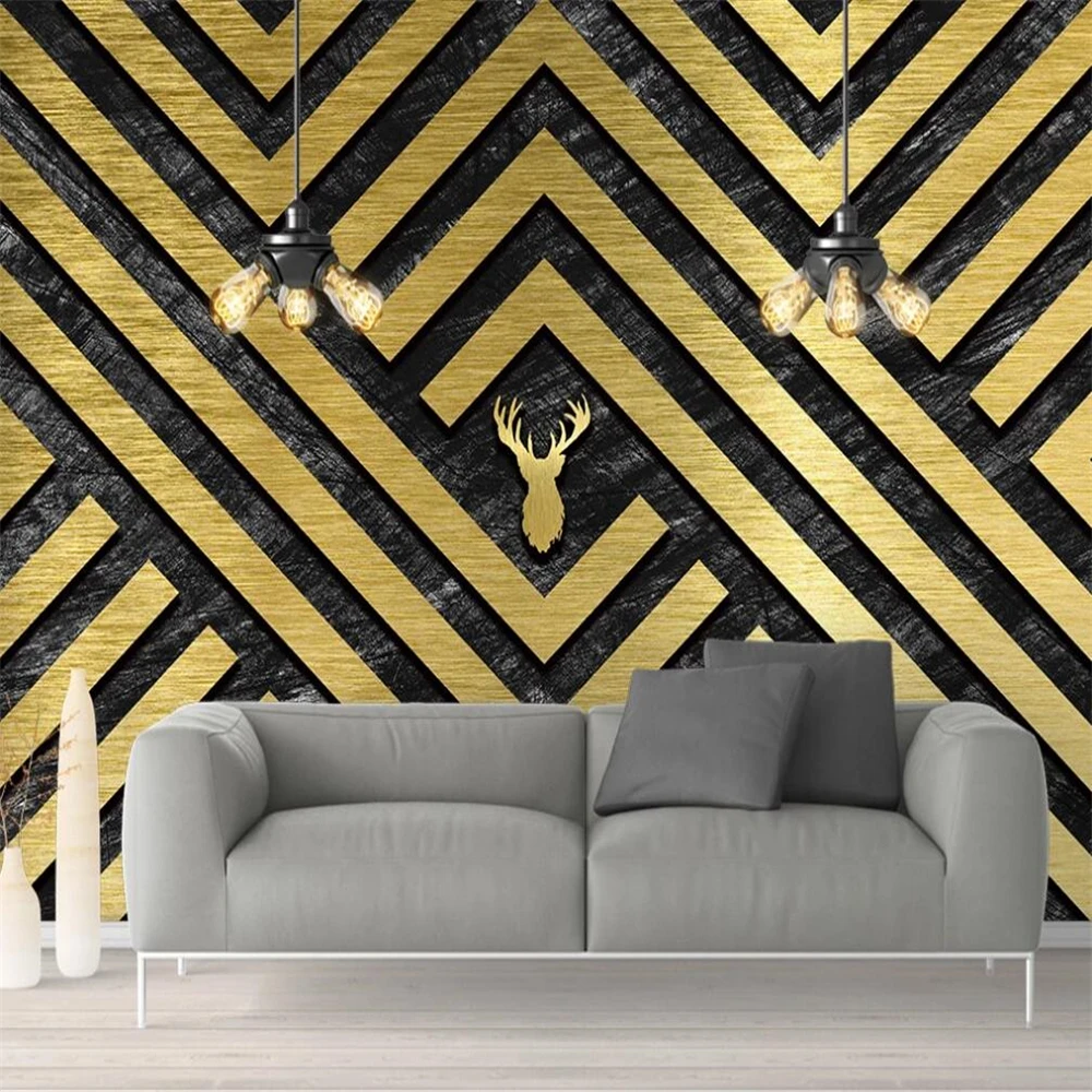 Большие Настенные обои Milofi на заказ Золотая фольга Геометрическая фигурка