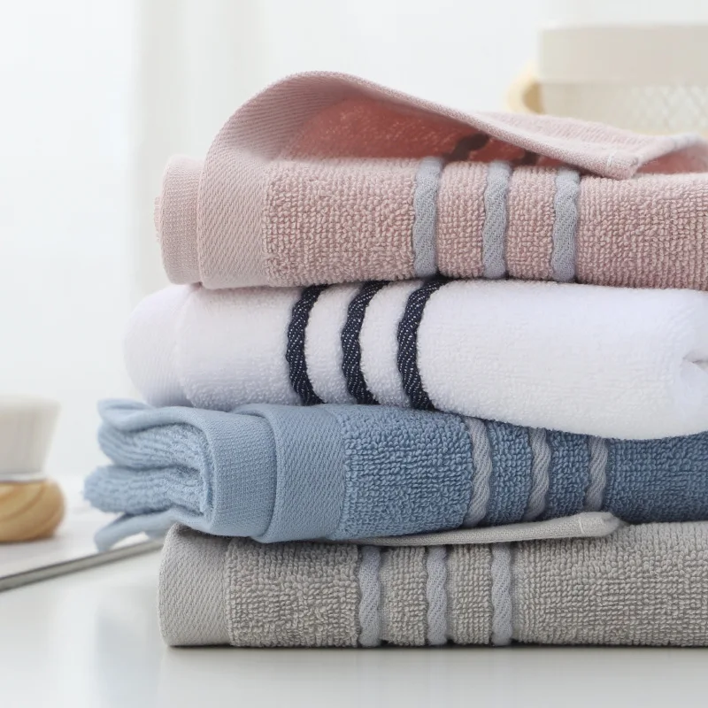 

Elegant men women girl boy cotton blush pink blue brown wedding gift Cotton soft quick dry stripe plaid face care towel