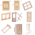 112 миниатюрная 6-панельная внутренняя деревянная дверь для кукольного домика, сделай сам, цвет дерево