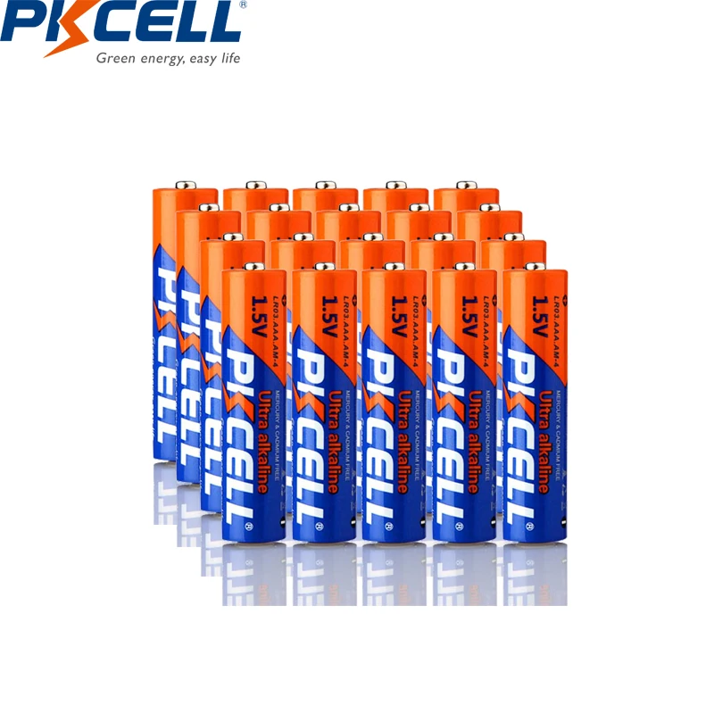 Комплект щелочных батарей PKCELL 1 5 в AAA LR03 E92 AM4 MN2400 MX2400 Вольт 3A для электронного