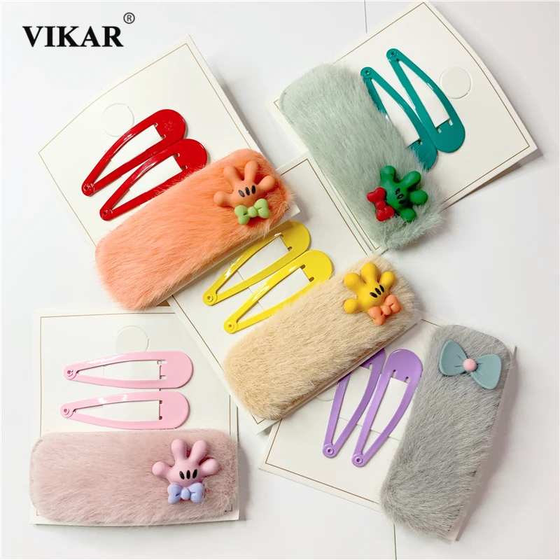 VIKAR 3 шт./компл. Женские Красочные заколки для волос с милыми рисунками из