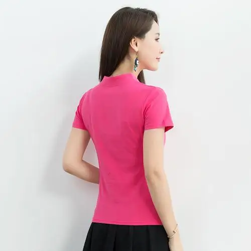 

FashionLogo red Printing T Shirts Women's brown Short Sleeve Fashion 100% cotton Female T-Shirts